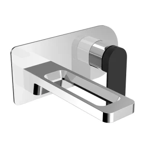 JTP Axel Chrome Wall Mounted Single Lever Basin Mixer with Matt Black Handle