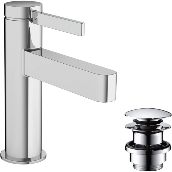 hansgrohe Finoris Single Lever Basin Mixer 100 with Push Open Waste   Chrome
