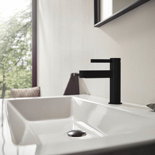 hansgrohe Finoris Single Lever Basin Mixer 100 with Push Open Waste   Matt Black - Image 3