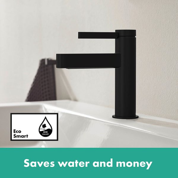 hansgrohe Finoris Single Lever Basin Mixer 100 with Push Open Waste   Matt Black - Image 6