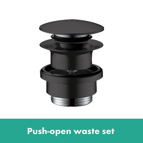 hansgrohe Finoris Single Lever Basin Mixer 100 with Push Open Waste   Matt Black - Image 2