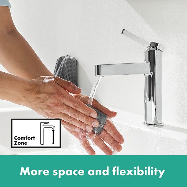 hansgrohe Finoris Single Lever Basin Mixer 110 with Push Open Waste   Chrome - Image 4