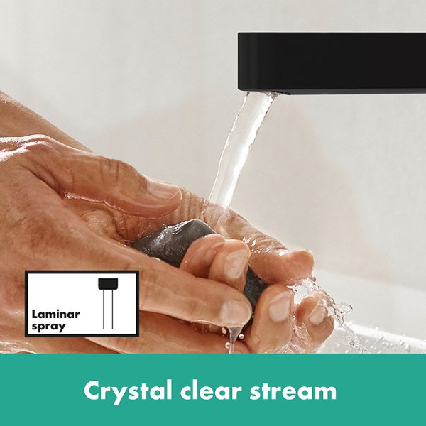 hansgrohe Finoris Single Lever Basin Mixer 110 with Push Open Waste   Matt Black - Image 3