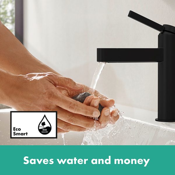 hansgrohe Finoris Single Lever Basin Mixer 110 with Push Open Waste   Matt Black - Image 5