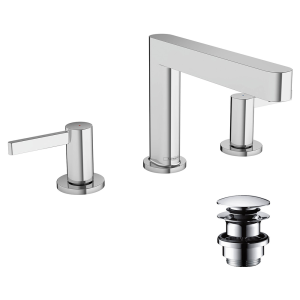 hansgrohe Finoris 3 Hole Basin Mixer 110 with Push Open Waste   Chrome
