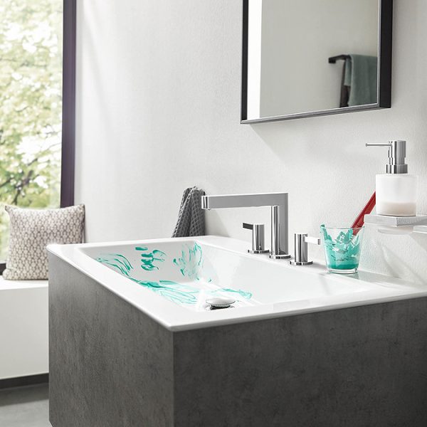 hansgrohe Finoris 3 Hole Basin Mixer 110 with Push Open Waste   Chrome - Image 3