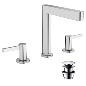 hansgrohe Finoris 3 Hole Basin Mixer 160 with Push Open Waste   Chrome