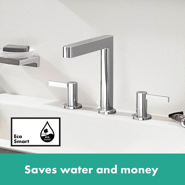 hansgrohe Finoris 3 Hole Basin Mixer 160 with Push Open Waste   Chrome - Image 6