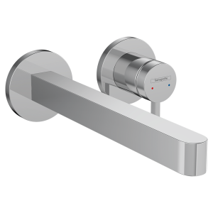 hansgrohe Finoris Wall Mounted Single Lever Basin Mixer for Concealed Installation with 22.8cm Spout   Chrome