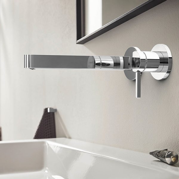hansgrohe Finoris Wall Mounted Single Lever Basin Mixer for Concealed Installation with 22.8cm Spout   Chrome - Image 3