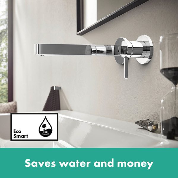 hansgrohe Finoris Wall Mounted Single Lever Basin Mixer for Concealed Installation with 22.8cm Spout   Chrome - Image 5