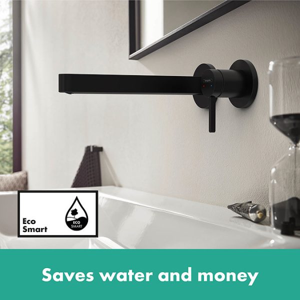 hansgrohe Finoris Wall Mounted Single Lever Basin Mixer for Concealed Installation with 22.8cm Spout   Matt Black - Image 5