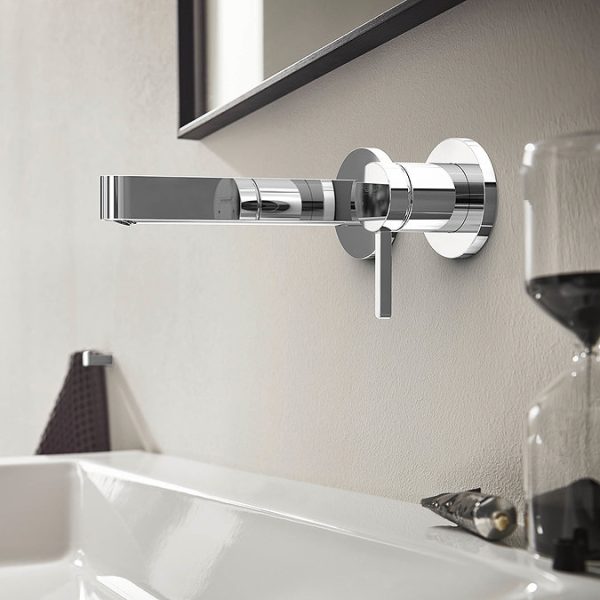 hansgrohe Finoris Wall Mounted Single Lever Basin Mixer for Concealed Installation with 16.8cm Spout   Chrome - Image 3