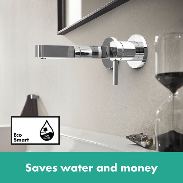 hansgrohe Finoris Wall Mounted Single Lever Basin Mixer for Concealed Installation with 16.8cm Spout   Chrome - Image 2