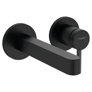 hansgrohe Finoris Wall Mounted Single Lever Basin Mixer for Concealed Installation with 16.8cm Spout   Matt Black