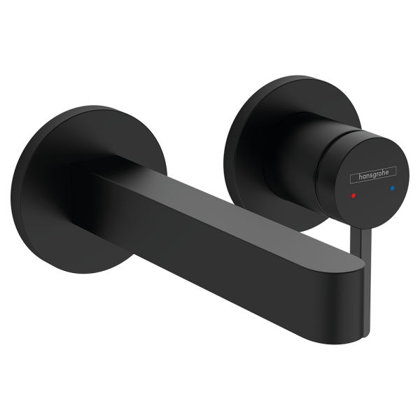 hansgrohe Finoris Wall Mounted Single Lever Basin Mixer for Concealed Installation with 16.8cm Spout   Matt Black