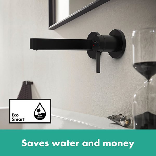 hansgrohe Finoris Wall Mounted Single Lever Basin Mixer for Concealed Installation with 16.8cm Spout   Matt Black - Image 5