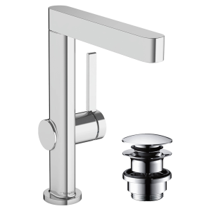 hansgrohe Finoris Single Lever Basin Mixer 230 with Swivel Spout and Push Open Waste   Chrome
