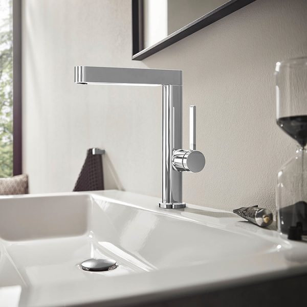 hansgrohe Finoris Single Lever Basin Mixer 230 with Swivel Spout and Push Open Waste   Chrome - Image 3