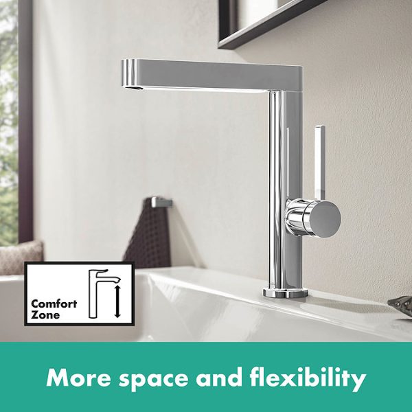 hansgrohe Finoris Single Lever Basin Mixer 230 with Swivel Spout and Push Open Waste   Chrome - Image 6