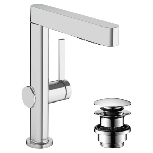 hansgrohe Finoris Single Lever Basin Mixer 230 with Pull Out Spray, 2jet and Push Open Waste Set   Chrome