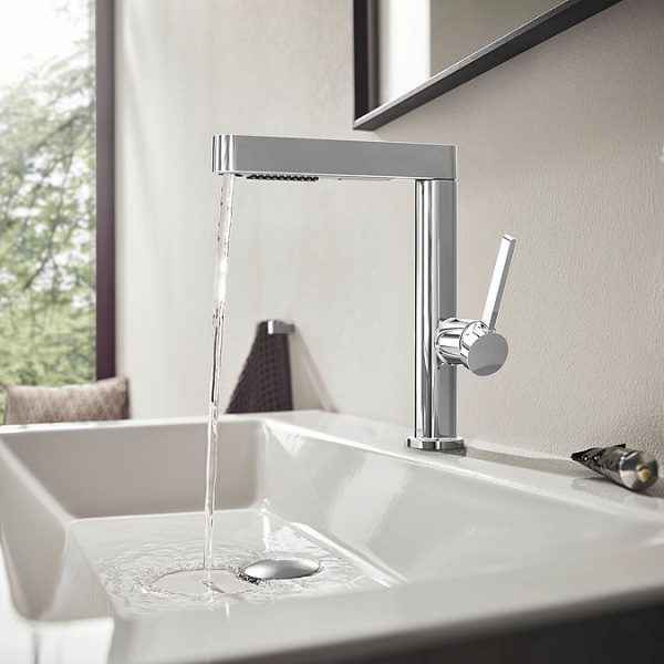 hansgrohe Finoris Single Lever Basin Mixer 230 with Pull Out Spray, 2jet and Push Open Waste Set   Chrome - Image 3