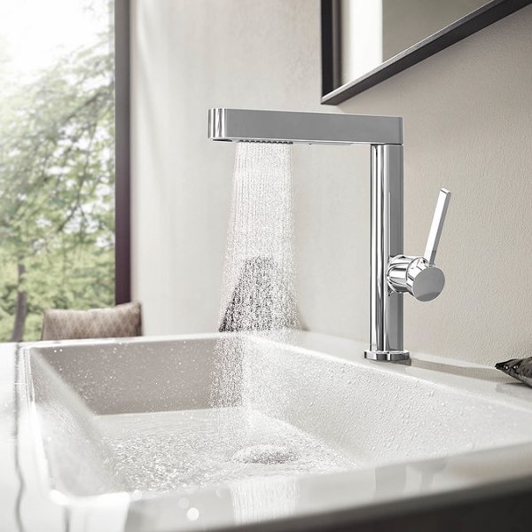 hansgrohe Finoris Single Lever Basin Mixer 230 with Pull Out Spray, 2jet and Push Open Waste Set   Chrome - Image 4