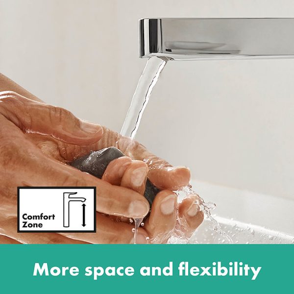 hansgrohe Finoris Single Lever Basin Mixer 260 for Wash Bowls with Push Open Waste   Chrome - Image 4