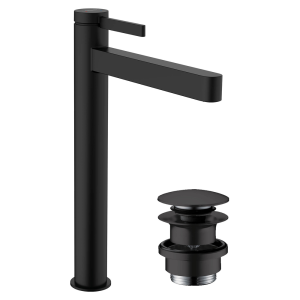 hansgrohe Finoris Single Lever Basin Mixer 260 for Wash Bowls with Push Open Waste   Matt Black