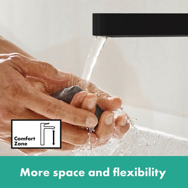 hansgrohe Finoris Single Lever Basin Mixer 260 for Wash Bowls with Push Open Waste   Matt Black - Image 5