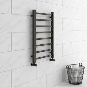 Brooklyn Black Nickel 800 x 500mm Straight Heated Towel Rail