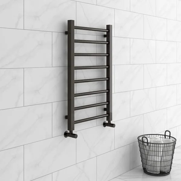 Brooklyn Black Nickel 800 x 500mm Straight Heated Towel Rail