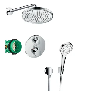 hansgrohe Ecostat S Round Complete Shower Set with Wall Mounted Shower Handset
