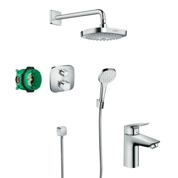 hansgrohe Croma Select E Complete Shower Set & Logis Tap Package