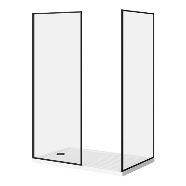 Arezzo 1400 x 900 Walk In Enclosure (incl. 800 Matt Black Framed Screen, Side Panel + White Tray) - Image 2