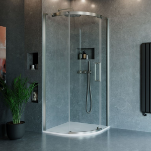 Crosswater Optix 10 900 x 900mm Frameless Quadrant Sliding Door Shower Enclosure   Brushed Stainless Steel