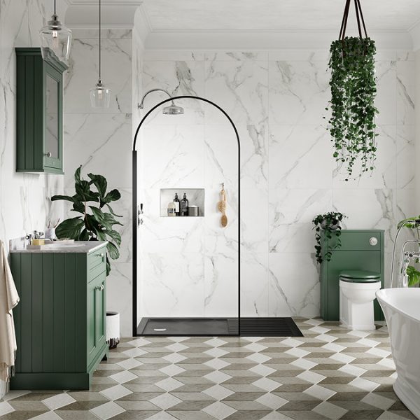 Arezzo 1600 x 800 Wet Room (incl. 900mm Arched Matt Black Framed Screen + Slate Tray) - Image 2
