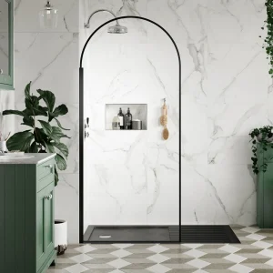 Arezzo 1600 x 800 Wet Room (incl. 900mm Arched Matt Black Framed Screen + Slate Tray)