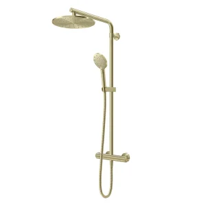 AQUAS Turbo 110 Thermostatic Shower System   Brushed Brass