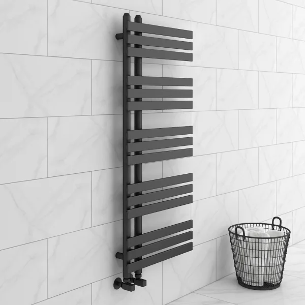 Arezzo Anthracite 1200 x 500mm 15 Bars Designer Heated Towel Rail