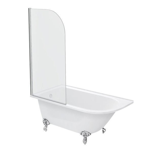 Appleby 1550 Roll Top Shower Bath with Screen + Chrome Leg Set - Image 4