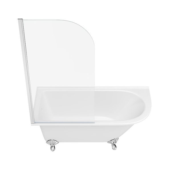 Appleby 1550 Roll Top Shower Bath with Screen + Chrome Leg Set - Image 2