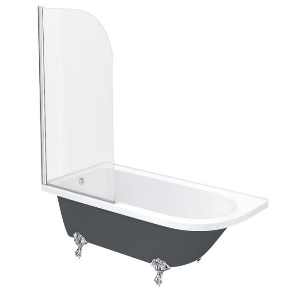 Appleby Grey 1700 Roll Top Shower Bath with Screen + Chrome Leg Set - Image 3