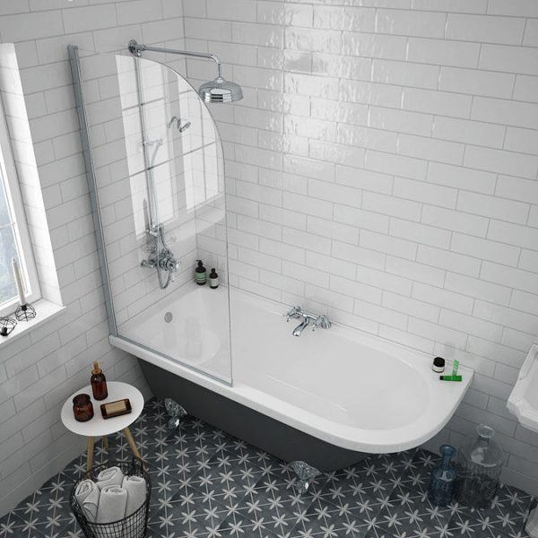 Appleby Grey 1700 Roll Top Shower Bath with Screen + Chrome Leg Set - Image 2