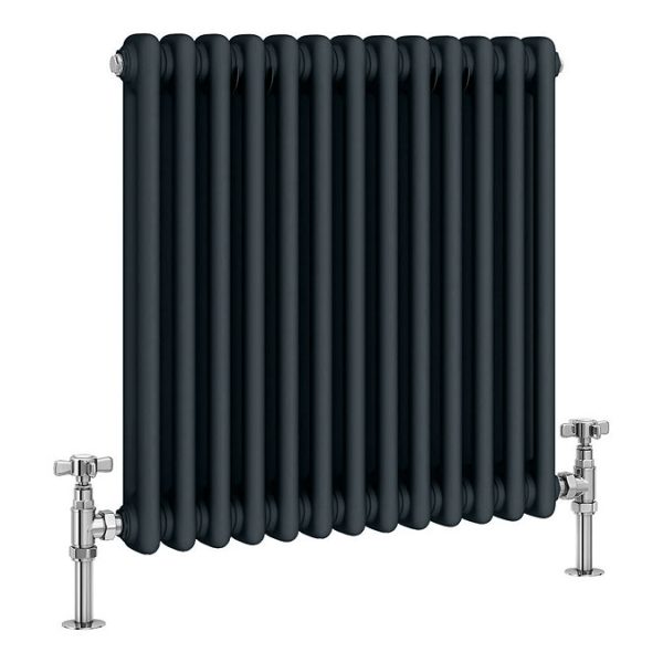 Keswick 600 x 605mm Cast Iron Style Traditional 2 Column Anthracite Radiator - Image 3