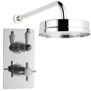 Ultra Beaumont Twin Concealed Thermostatic Valve w/ Tec 8" Apron Fixed Head