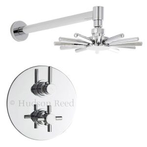 Hudson Reed   Tec Twin Concealed Thermostatic Shower Valve with Cloudburst Head