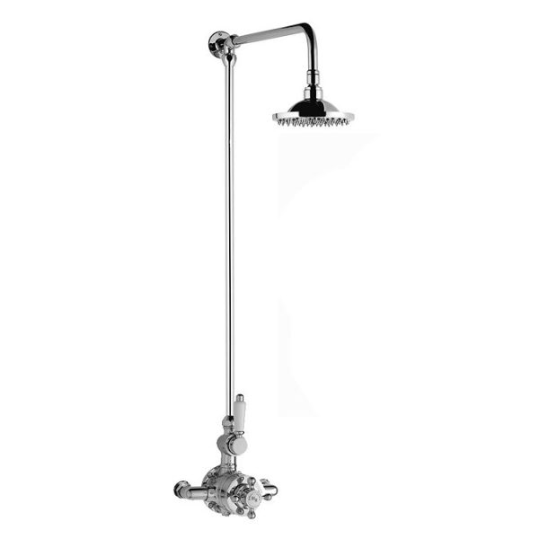 Hudson Reed Traditional Twin Valve with Rigid Riser Kit & Shower Rose   Chrome - Image 3