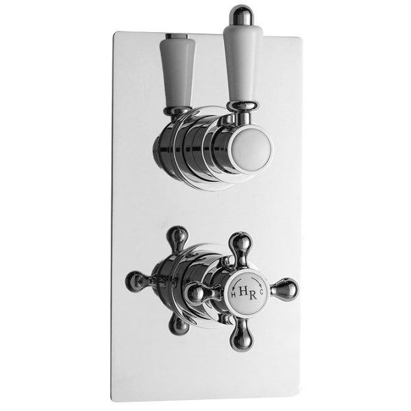 Hudson Reed Traditional Twin Concealed Thermostatic Shower Valve + Slide Rail Kit - Image 2
