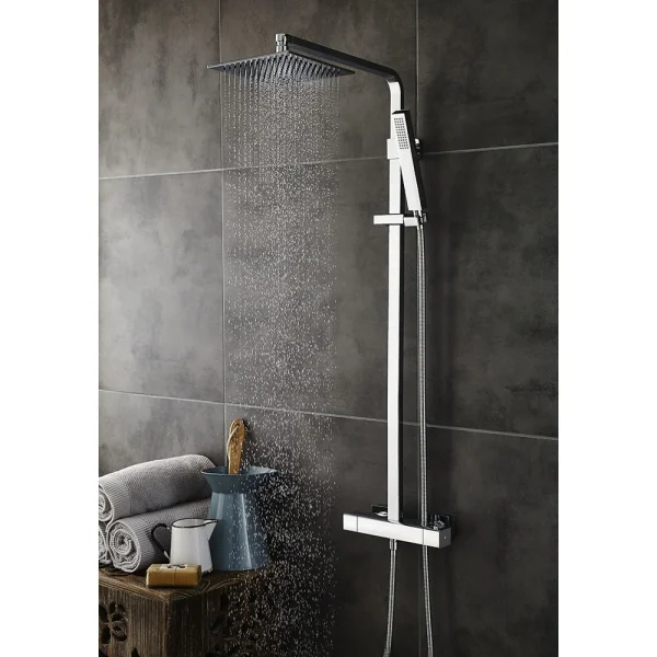 Hudson Reed Luxury Square Thermostatic Bar Valve & Shower Kit